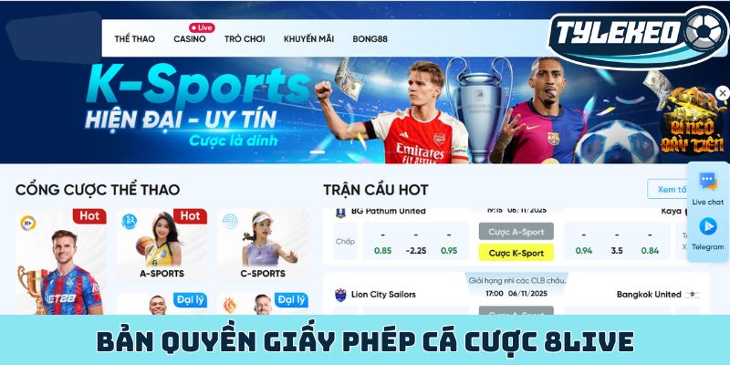 Bản quyền giấy phép cá cược 8LIVE