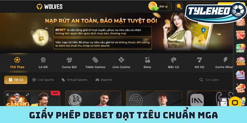 Giấy phép Debet đạt tiêu chuẩn MGA