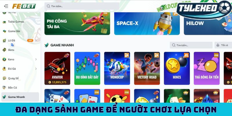 Đa dạng sảnh game để người chơi cân nhắc lựa chọn